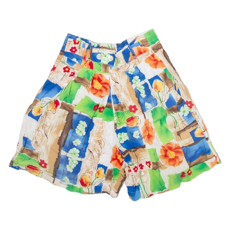 Womens Casual Shorts Green Relaxed Floral S W28
