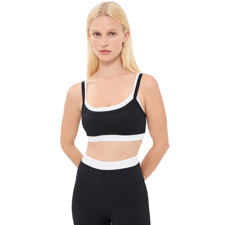 Year of Ours Ribbed Layered Bralette Black/White M