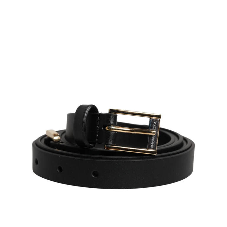 Dolce & Gabbana Black Calfskin Classic Metal Logo Buckle Belt Calf Leather - Men