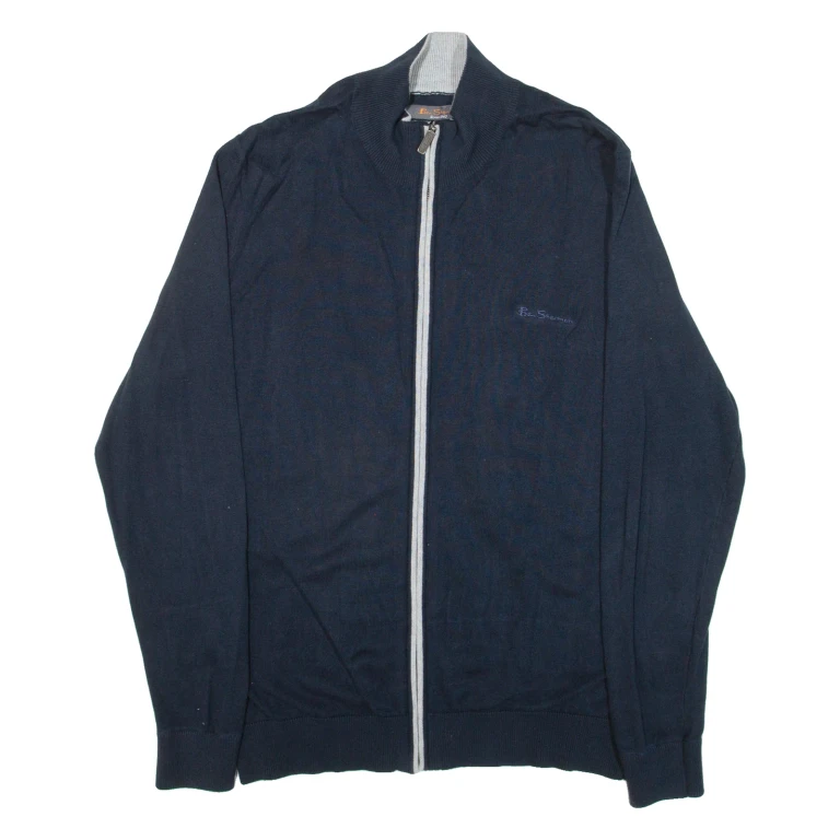 BEN SHERMAN Mens Track Jacket Blue Knit L