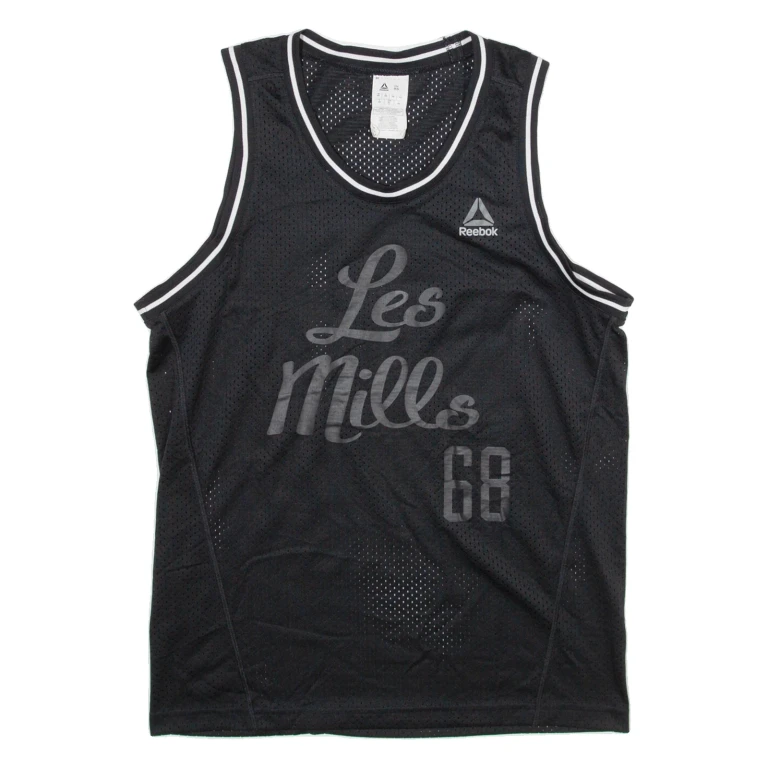 REEBOK Mens Vest Black Sleeveless XS