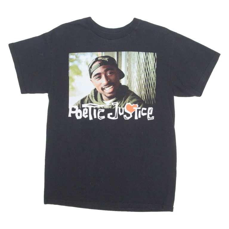 POETIC JUSTICE TUPAC Mens Band T-Shirt Black Crew Neck M