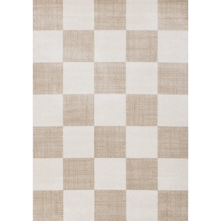 Century 8 x 11 Beige and Cream Checkered Area Rug