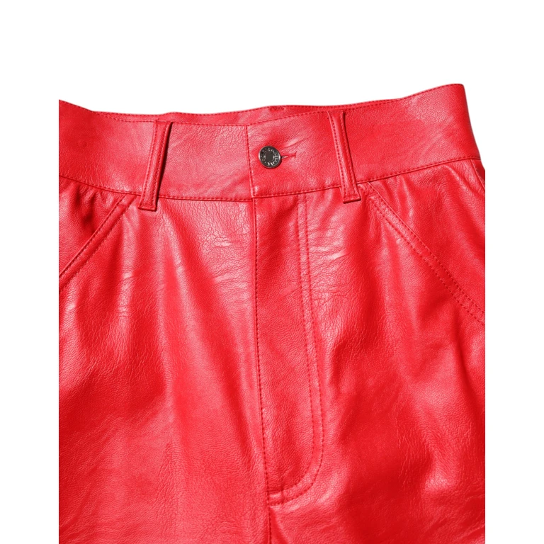 Dolce & Gabbana Red Viscose High Waist Tapered Trouser Pants - Women