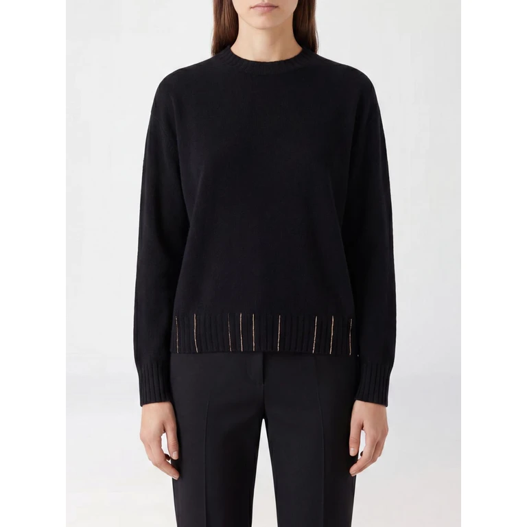 Virgin Wool Silk and Cashmere Crewneck Jumper with Monili (MAD216F028M2815146)