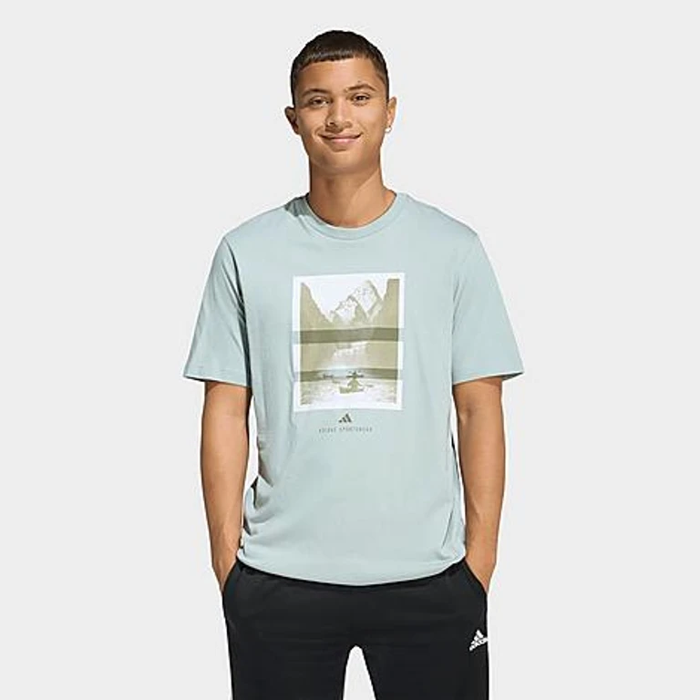 adidas Men's Outdoor Kayaking Graphic T-Shirt in Wonder Sage Size: Small