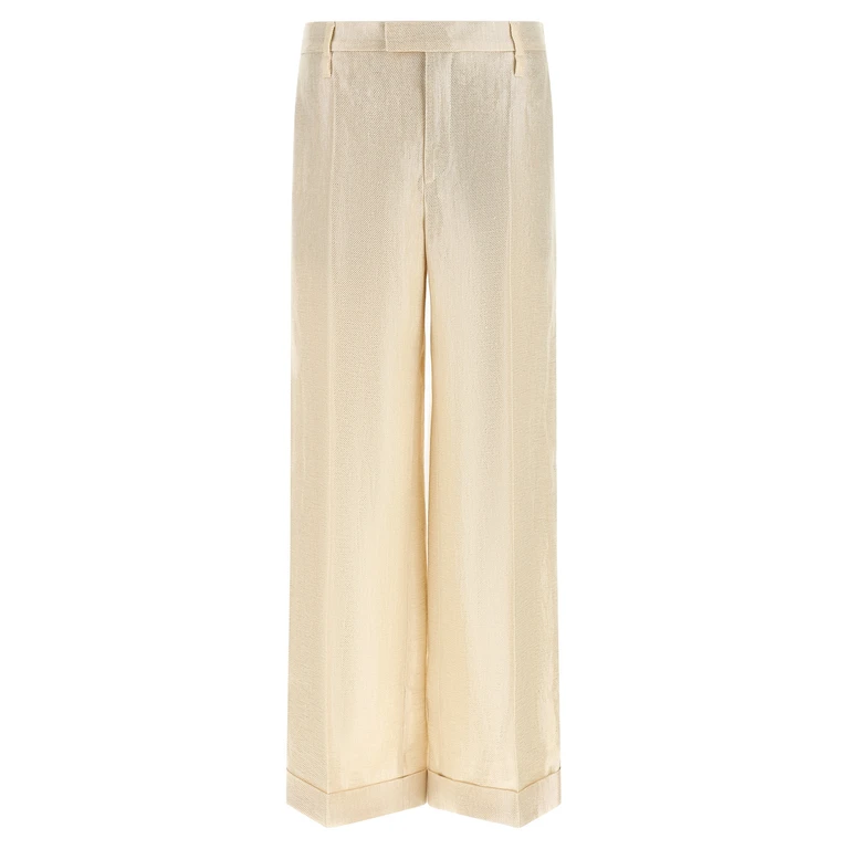 Brunello Cucinelli Gold Linen Casual Pants - Women