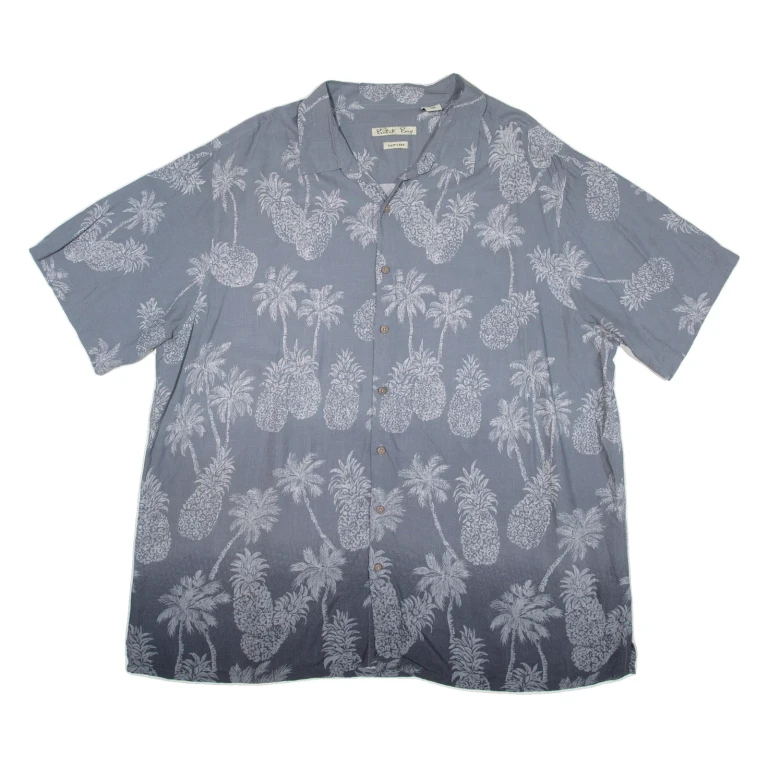 BATIK BAY Mens Hawaiian Shirt Blue Floral 2XL