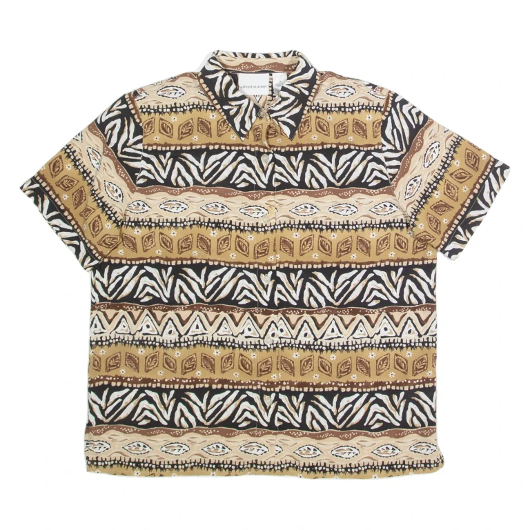 ALFRED DUNNER Womens Printed Shirt Brown Collared 90s Fair Isle M