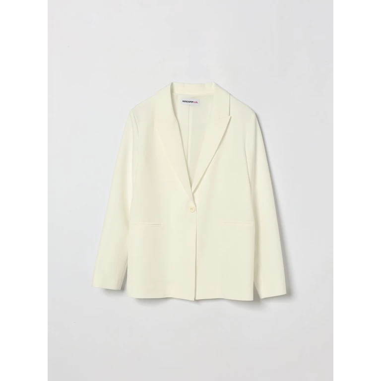 Girl's Single-Breasted Crêpe Blazer with Lapels (7S1268A555W146)