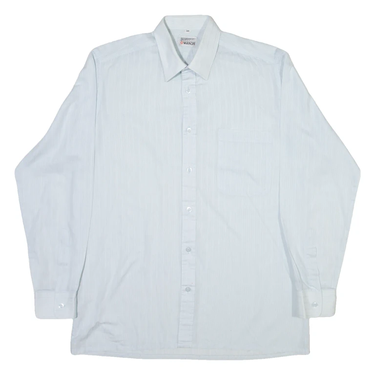 CREATION MANOR Mens Shirt Blue Striped Long Sleeve M