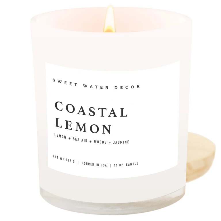 Coastal Lemon Soy Candle - White Jar - 11 oz