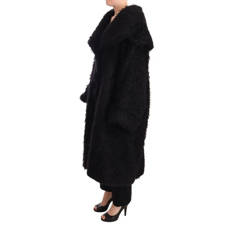 Dolce & Gabbana Black Mohair Fur Cape Trench Coat Jacket Clothing - Women