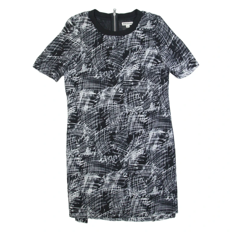 WHISTLES Womens Shift Dress Grey Short Sleeve Knee Length M
