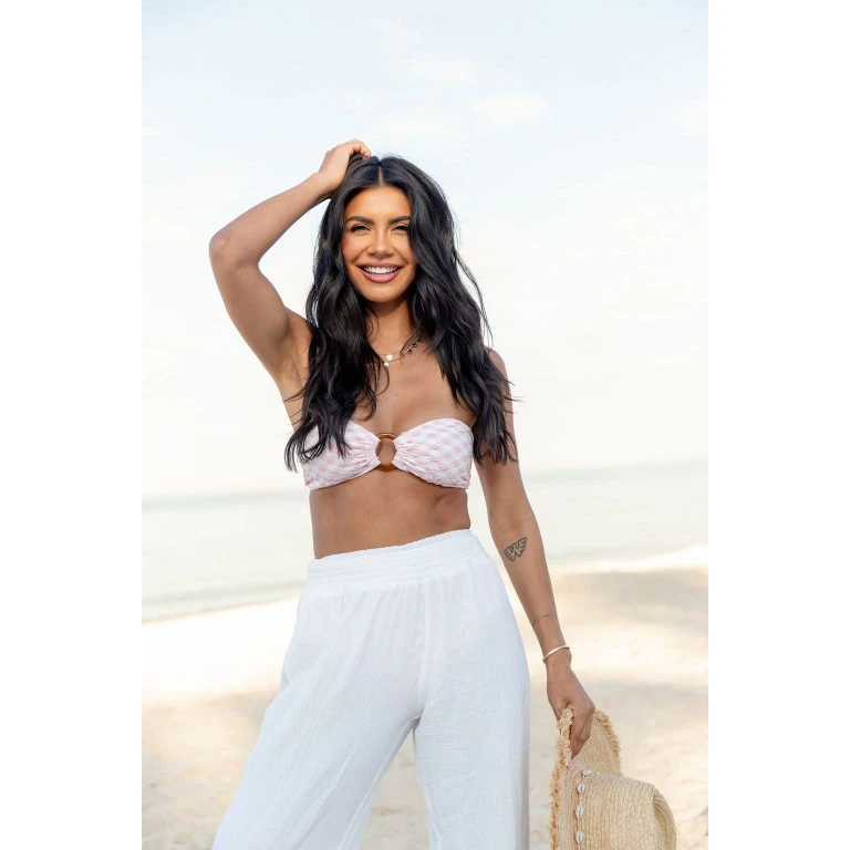 Golden Isle Pink Textured Ring Bikini Top