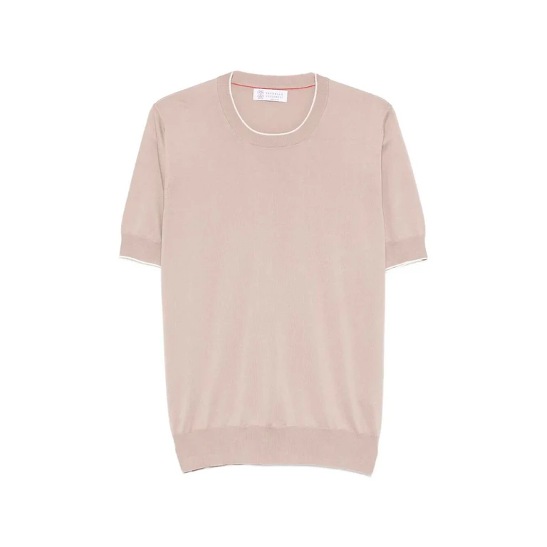 Brunello Cucinelli Cotton Lightweight Knit T-Shirt With Contrast Detai (M29805200)