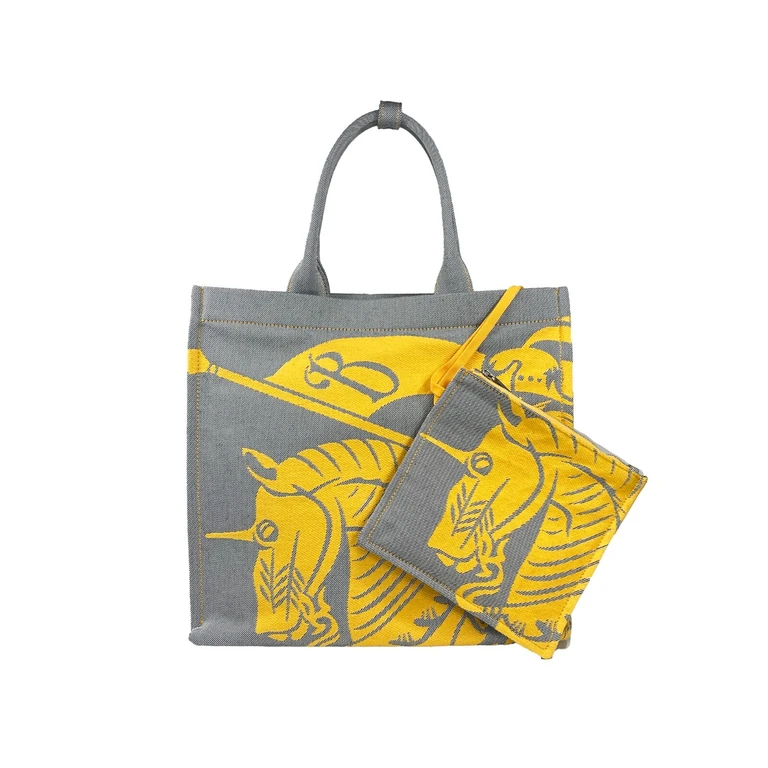 Burberry Ekd Canvas Tote Bag With Coin Pouch Silver - Women (BU84895726NY)