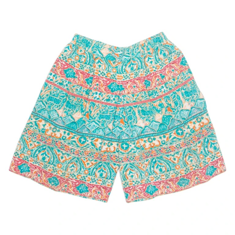 TAN JAY Womens Chino Shorts Blue 90s Crazy Pattern M W28