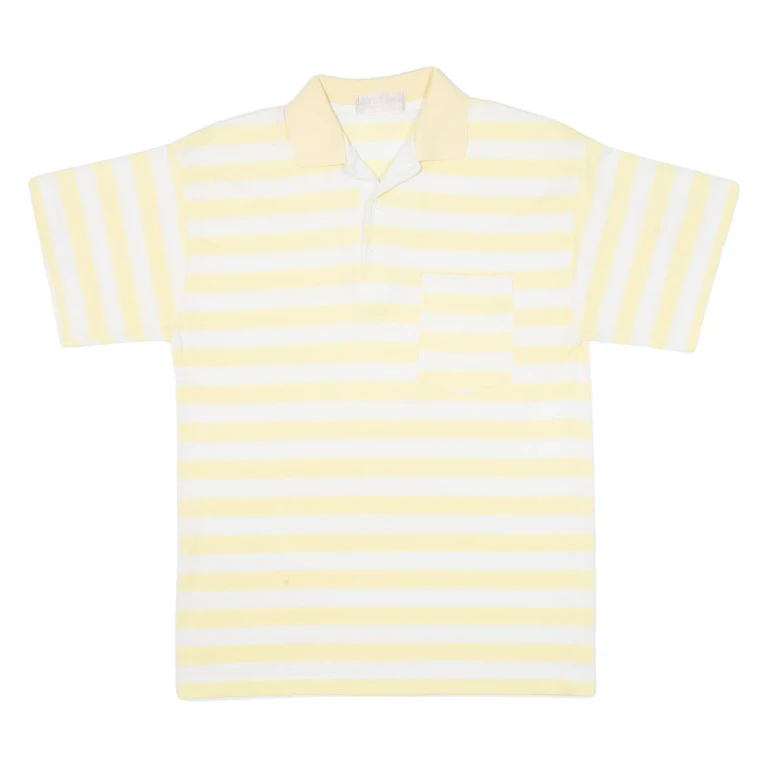 Mens Polo Shirt Yellow Striped S