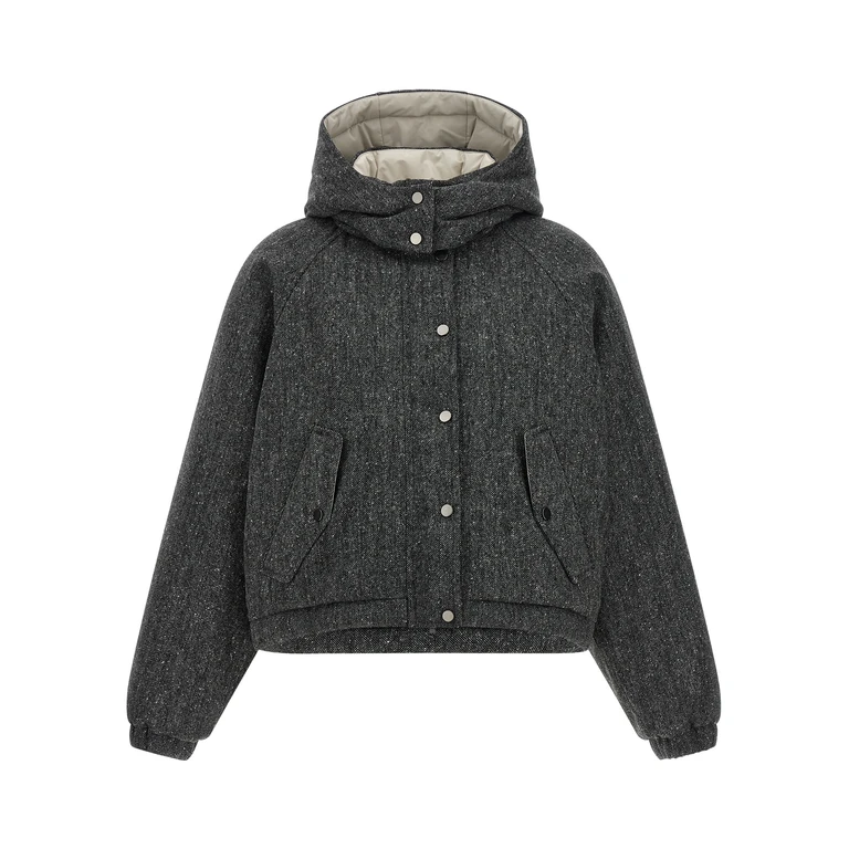 Brunello Cucinelli Gray Virgin Wool Jacket Clothing - Women