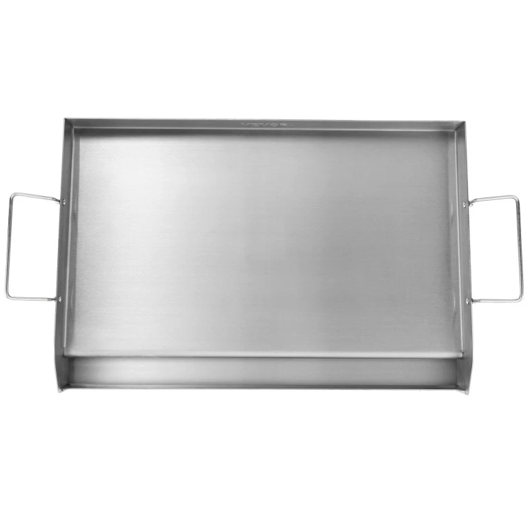 Stove Top Griddle, 23.5"x16" Pre-Seasoned Stainless Steel Griddle, Rectangular Double Burner Griddle Pan, Non-Stick Family Pan Cookware with Handles and Oil Groove, for BBQ, Gas Grills, Silver - Silver