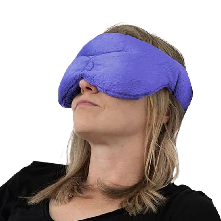 Aromatherapy Eye Shaped Microwaveable Wrap Made of Organic Flaxseed, Yarrow, & Hops for Eye Sinus Mask Relieves Sinus & Headache Available in Blue