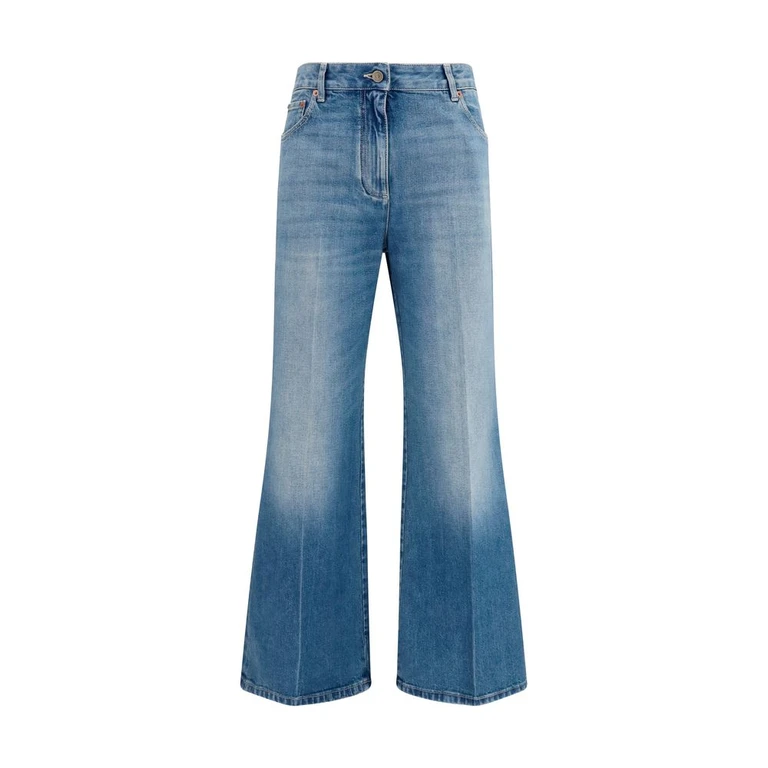 Valentino Blue Cotton Straight-Leg Jeans Clothing - Women