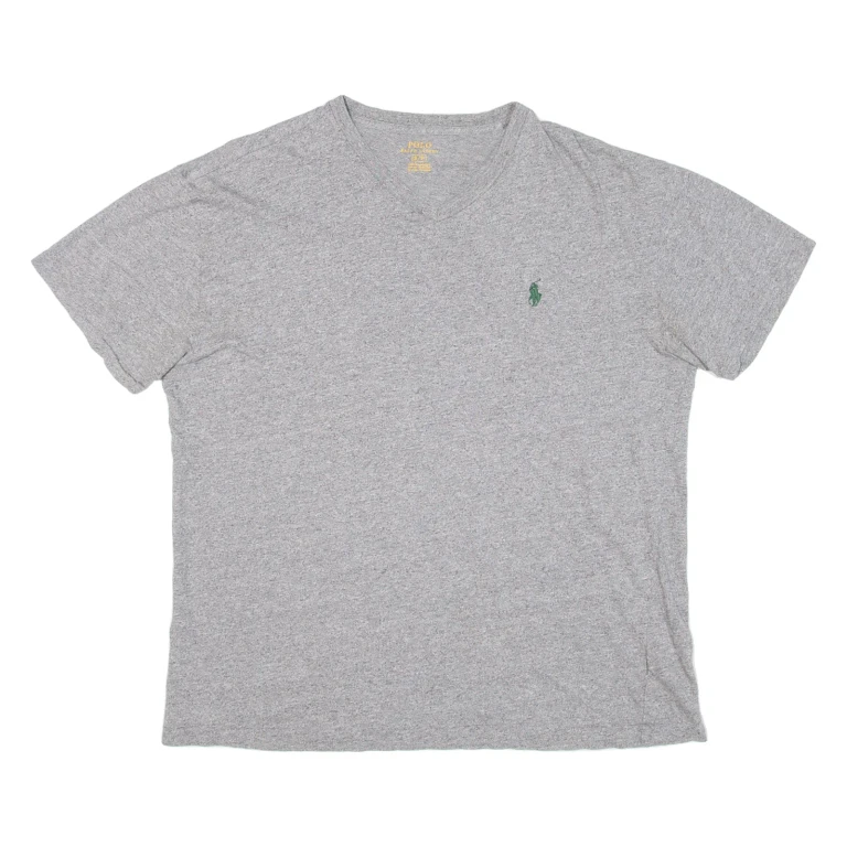 POLO RALPH LAUREN Mens T-Shirt Grey V-Neck S