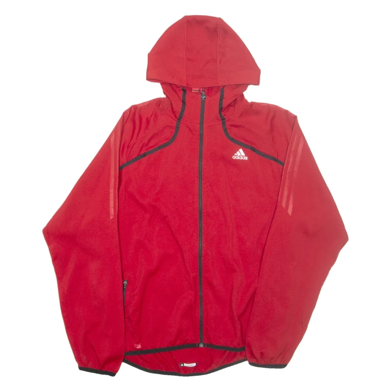 ADIDAS Mens Track Jacket Red Hooded L