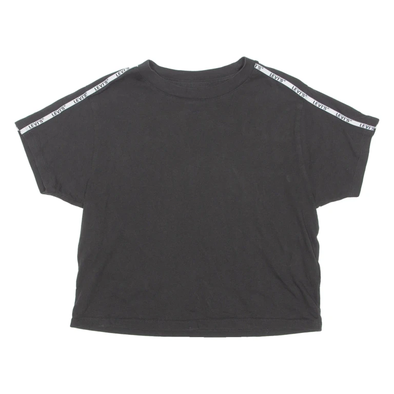 LEVI'S Cropped Womens T-Shirt Black Crew Neck XXS