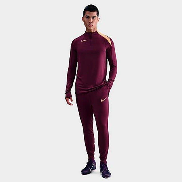 Nike Men's Strike Quarter-Zip Dri-FIT Drill Top in Bordeaux/Bordeaux/Orange Pulse Size: XS