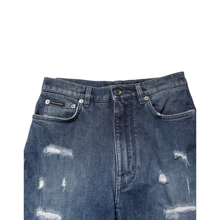 Dolce & Gabbana Blue Distressed Washed Logo Grace Denim Jeans Co+02 Clothing - Women