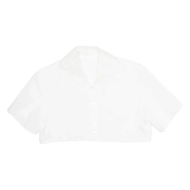 Womens Cropped Shirt White Collared M