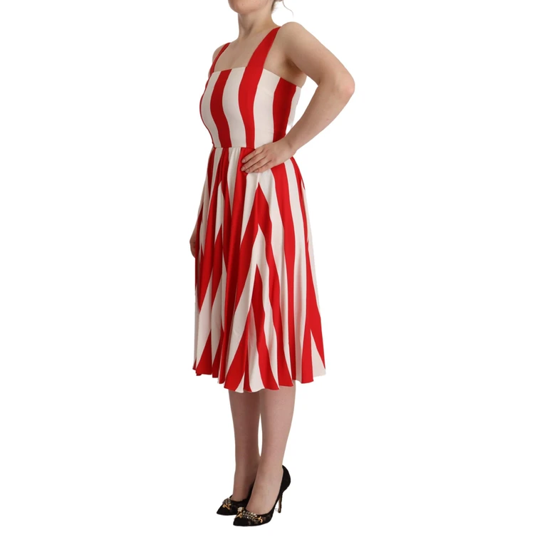 Dolce & Gabbana White Red Stretch Shift A-Line Gown Dress Viscose - Women