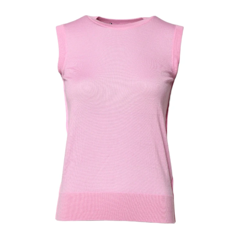 Dolce & Gabbana Pink Cashmere Round Neck Sleeveless Tank Top - Women