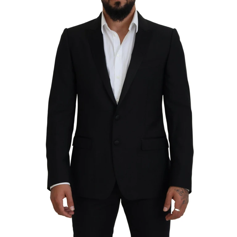 Dolce & Gabbana Black Slim Fit Formal Martini Blazer Wool Silk Polyester Clothing - Men