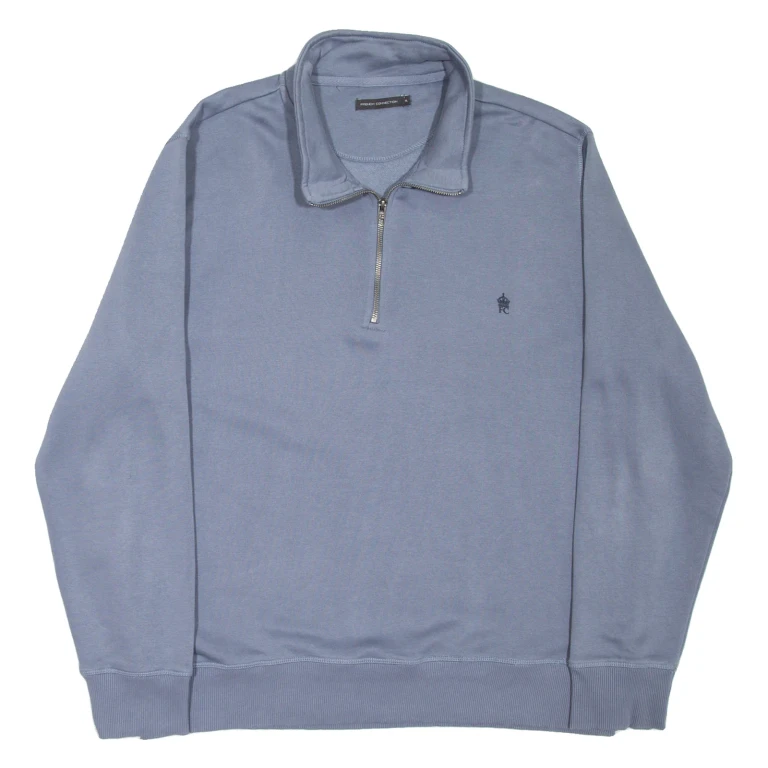 FRENCH CONNECTION Mens Sweatshirt Grey 1/4 Zip 2XL