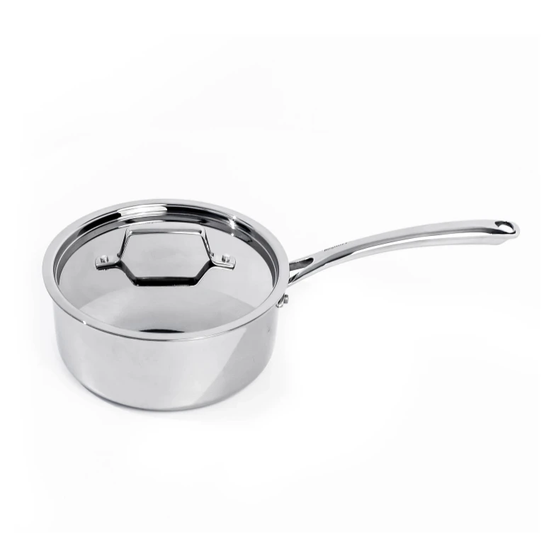 Professional Tri-Ply 18/10 Stainless Steel 8" Saucepan with SS Lid, 3qt.