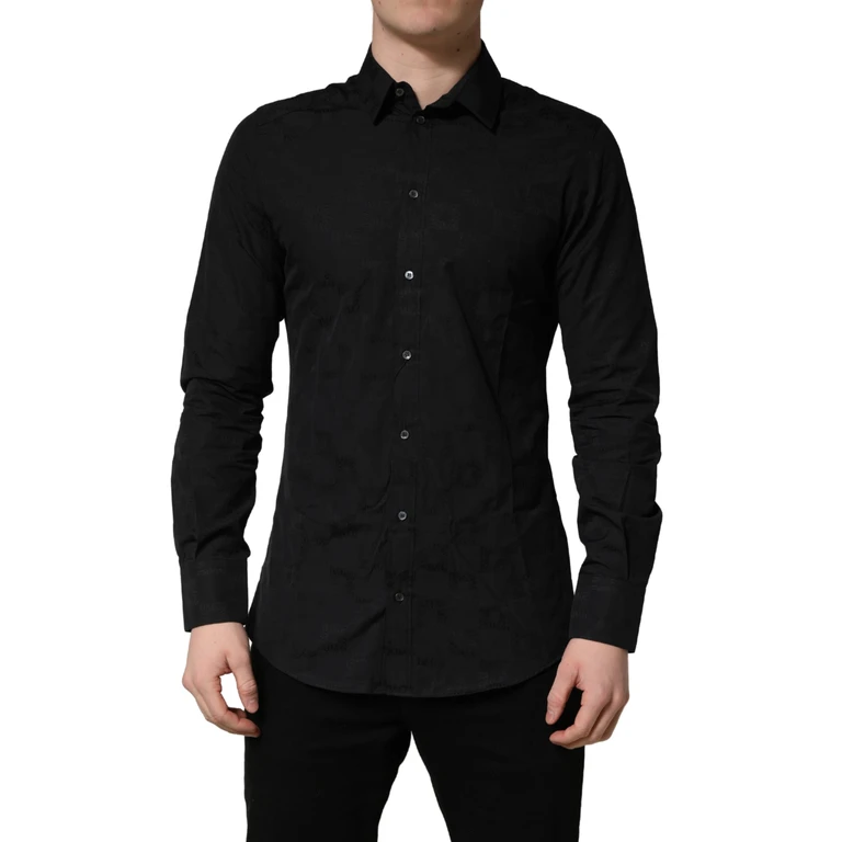 Dolce & Gabbana Black Martini Cotton Slim Dress Formal Shirt - Men