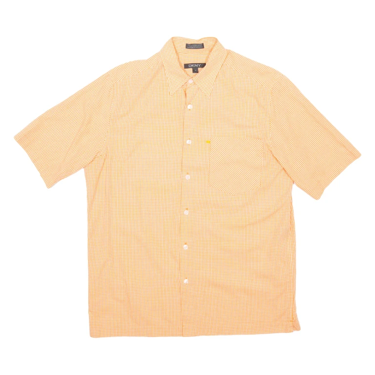 DKNY Mens Shirt Orange Gingham S