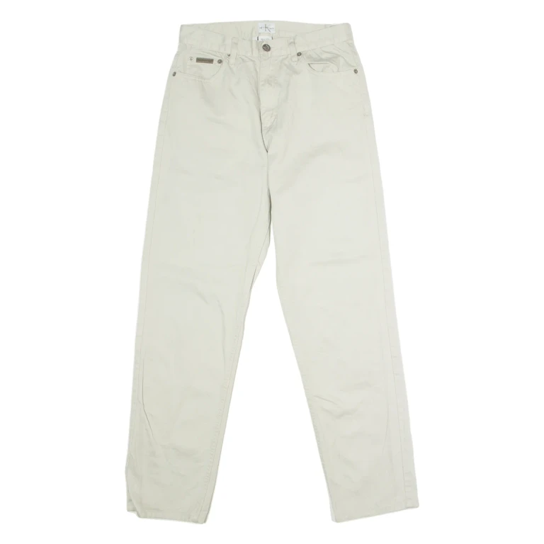 CALVIN KLEIN JEANS Womens Twill Trousers Beige Regular Straight W28 L30