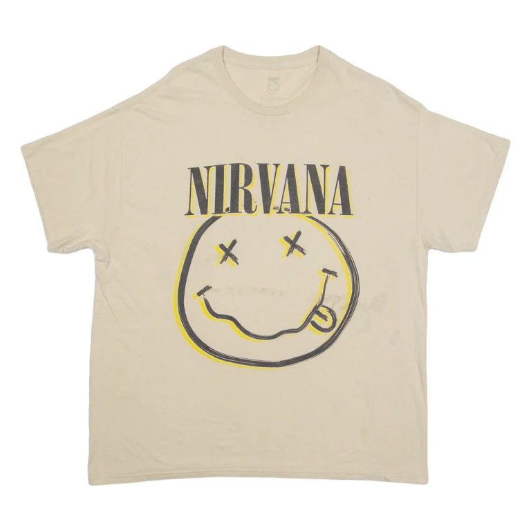 NIRVANA Mens Band T-Shirt Beige XL