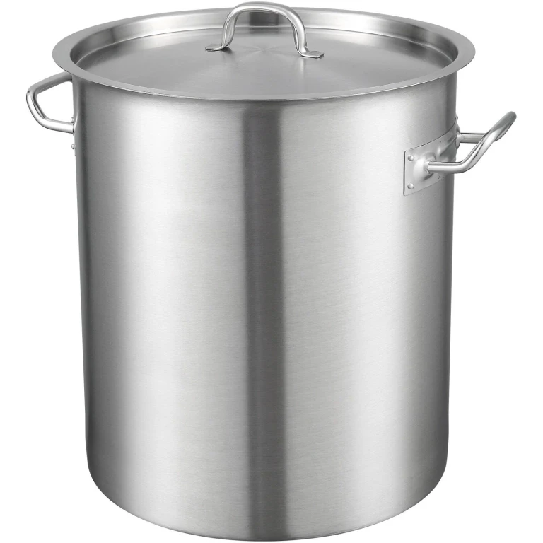Stainless Steel Stockpot, 42 Quart Large Cooking Pots, Multipurpose Cookware Sauce Pot with Lid & Handle, Heavy Duty Commercial Grade Stock Pot, Sanding Treatment, for Large Groups Events Silver - Silver