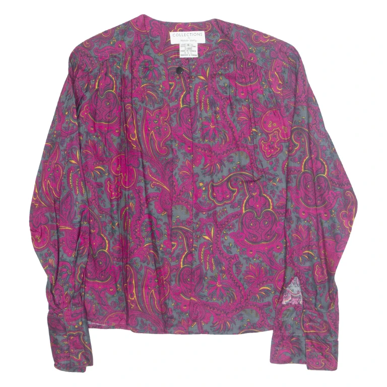 COLLECTIONS Womens Printed Blouse Purple Long Sleeve Paisley M