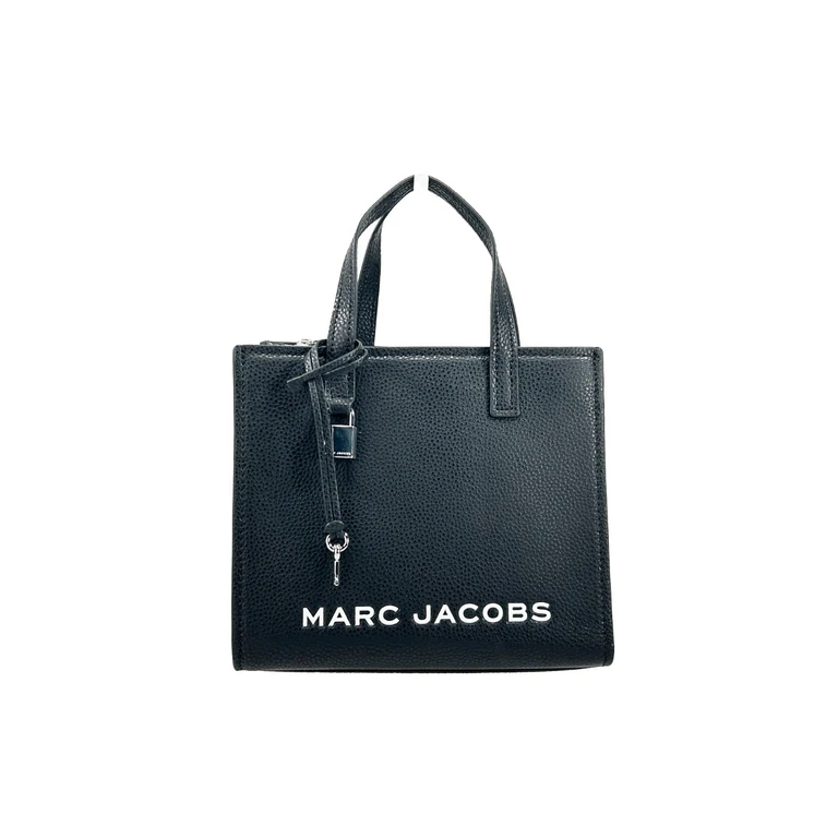 Marc Jacobs Mini Grind Black Leather Crossbody Bag Silver - Women
