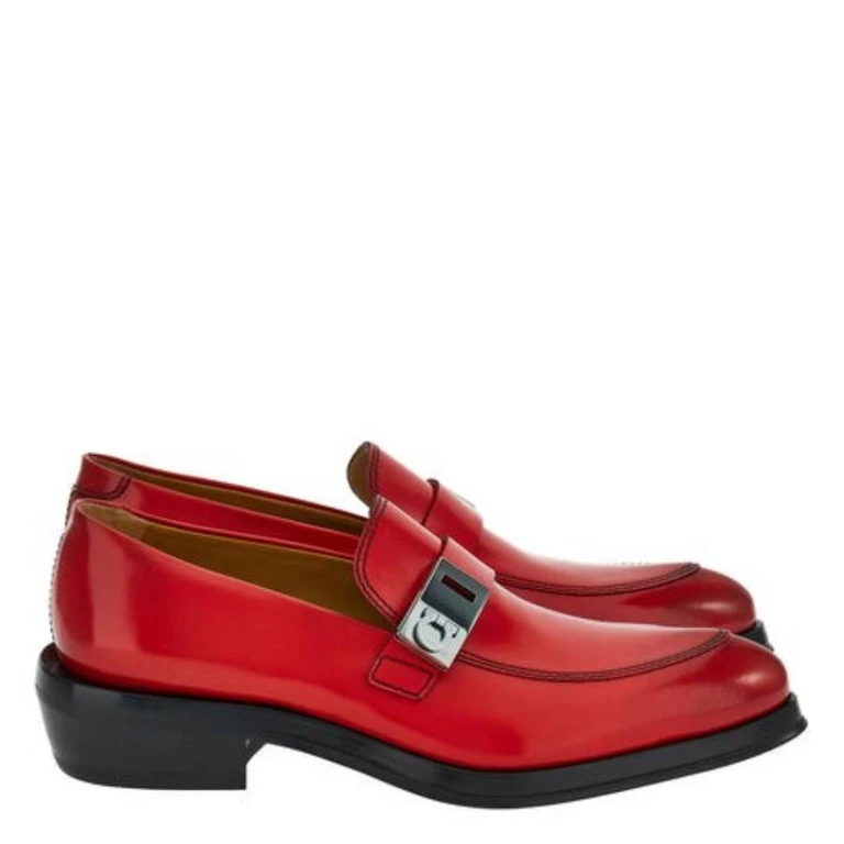 Ferragamo Gancini Ornament Leather Loafers, Size 9 E