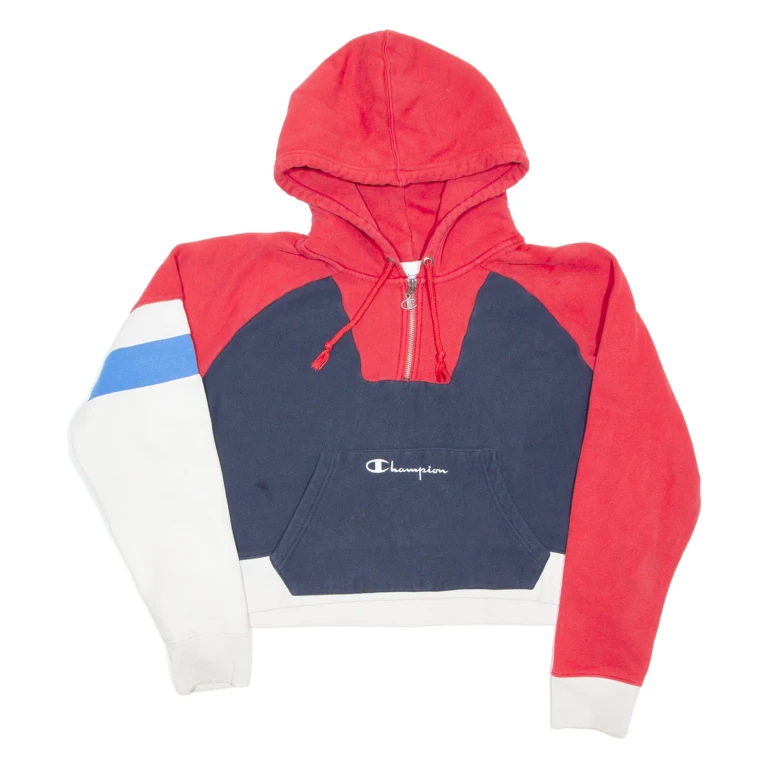 CHAMPION REVERSE WEAVE Cropped Womens Red Hoodie L