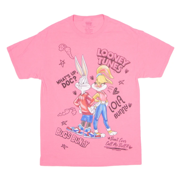 LOONEY TUNES Neon Bugs Bunny Womens T-Shirt Pink USA M