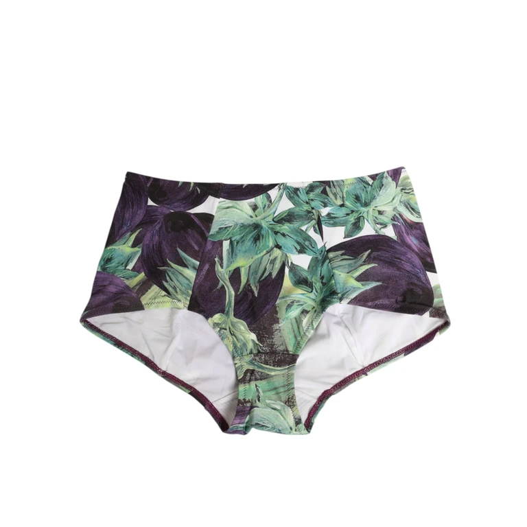 Dolce & Gabbana Eggplant Print High-Waist Briefs Underwear Polyamide Clothing - Women