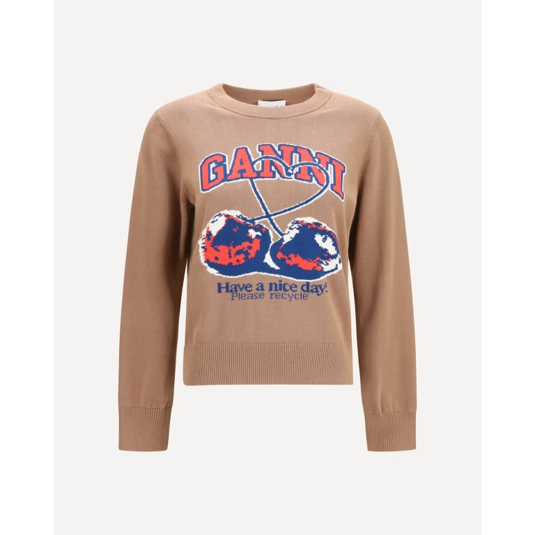 GANNI Cherry-print cotton Sweater Female XS